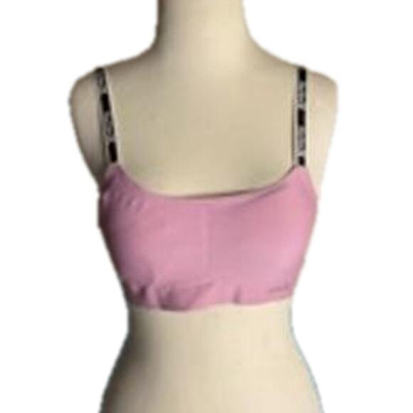 Pink Logo Strap Bralette Hurley Small Stretchy Sports Lounge Top - Picture 2 of 6